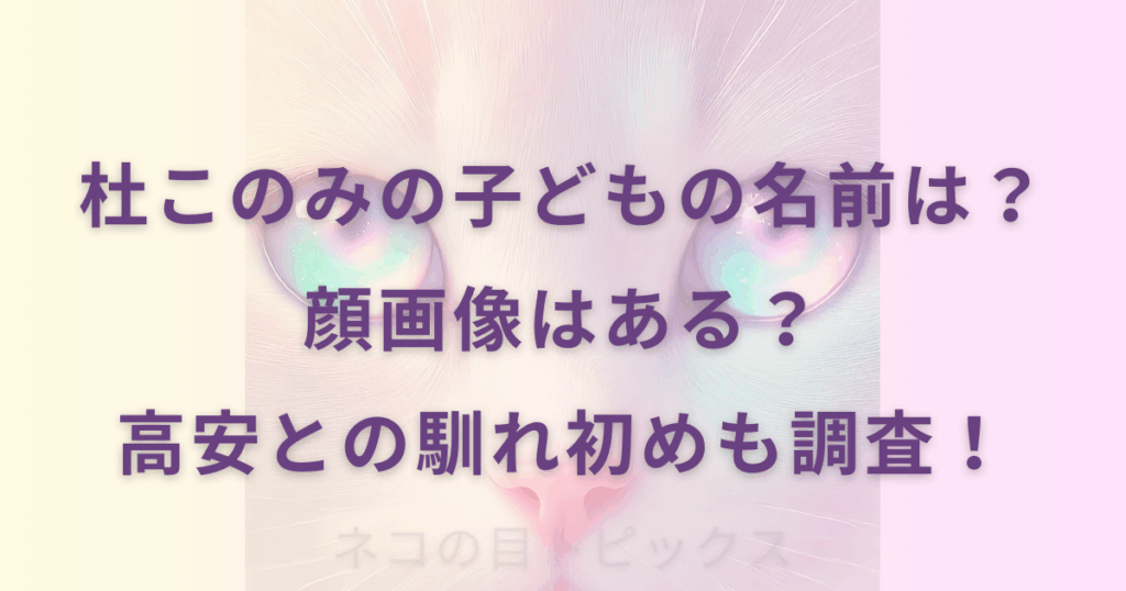 杜このみの子どもの名前は？ 顔画像はある？ 高安との馴れ初めも調査！