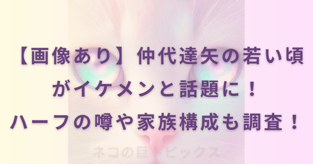 【画像あり】仲代達矢の若い頃がイケメンと話題に！ハーフの噂や家族構成も調査！