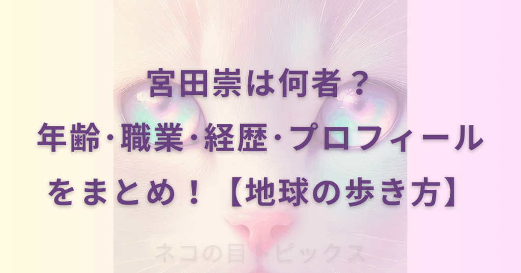 宮田崇は何者？年齢･職業･経歴･プロフィールをまとめ！【地球の歩き方】と記載