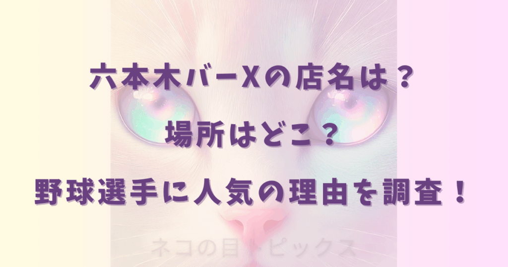 六本木バーXの店名は？場所はどこ？野球選手に人気の理由を調査！