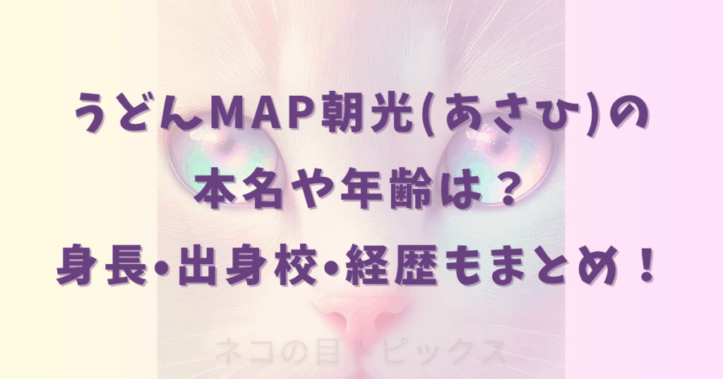 うどんMAP朝光(あさひ)の本名や年齢は？身長•出身校•経歴もまとめ！