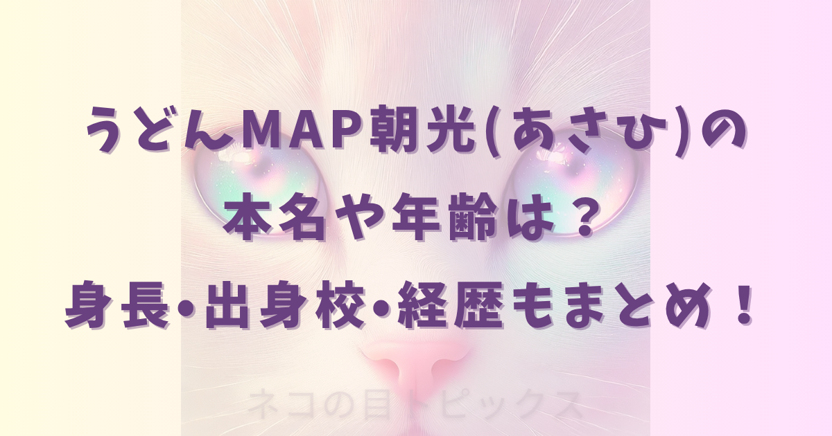うどんMAP朝光(あさひ)の本名や年齢は？身長•出身校•経歴もまとめ！