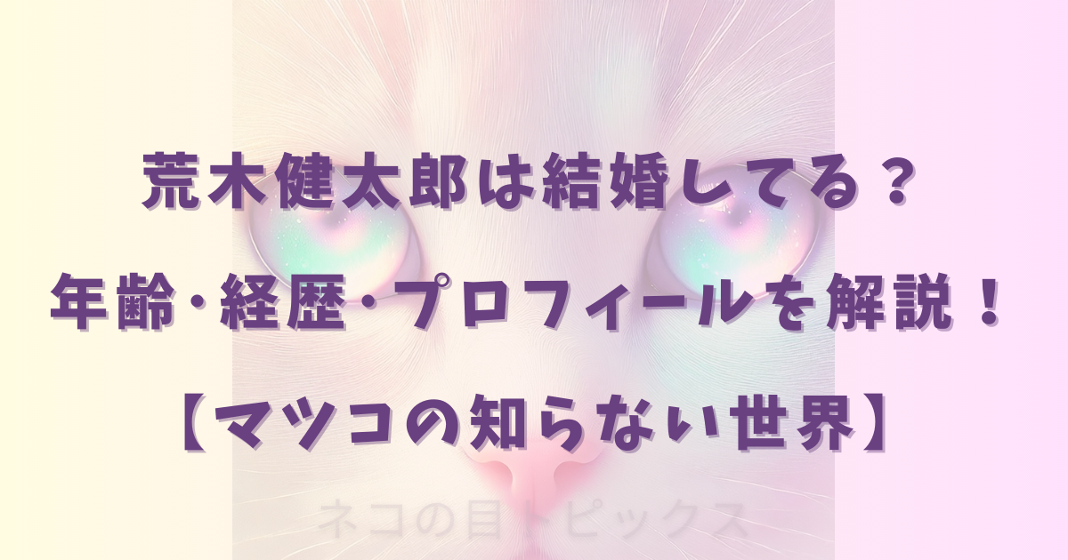 荒木健太郎は結婚してる？年齢･経歴･プロフィールを解説！【マツコの知らない世界】