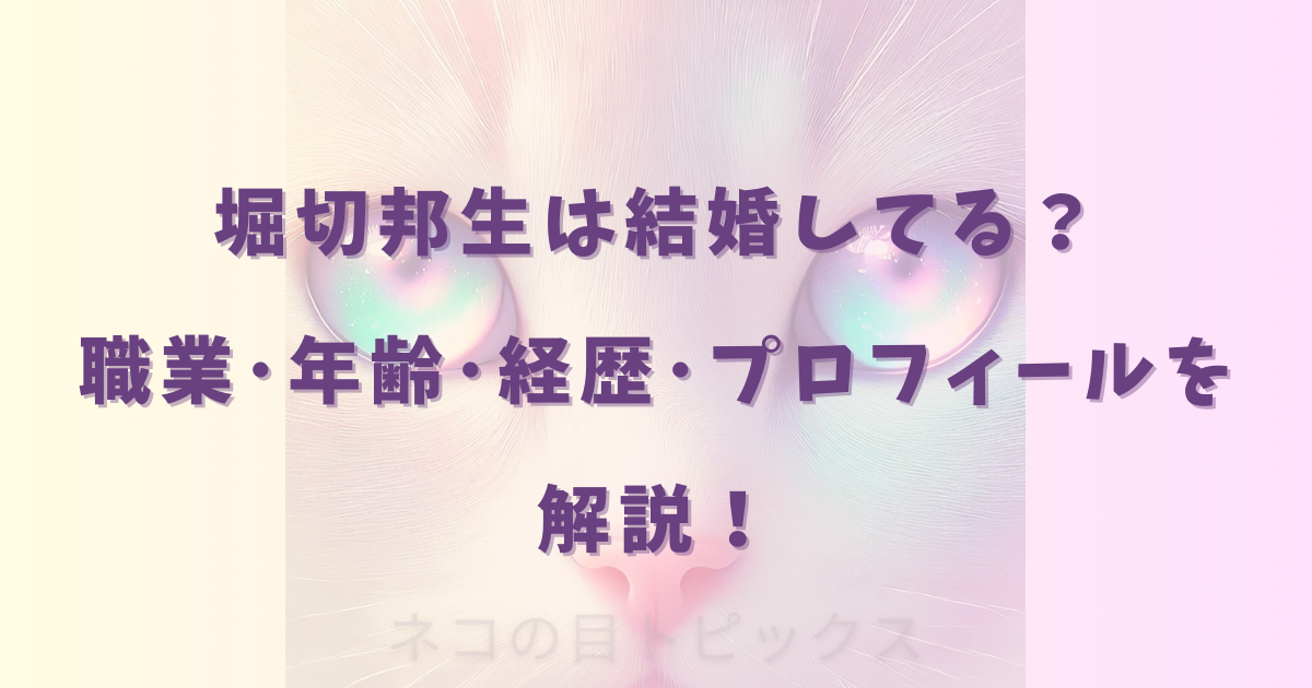 堀切邦生は結婚してる？職業･年齢･経歴･プロフィールを解説！