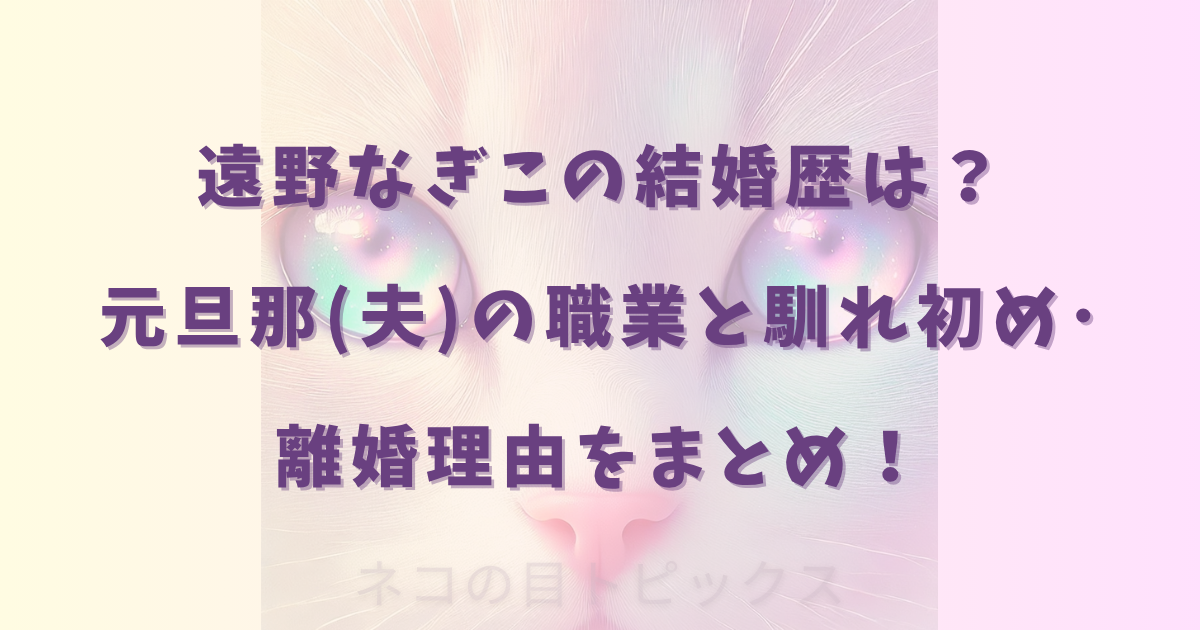 遠野なぎこの結婚歴は？元旦那(夫)の職業と馴れ初め･離婚理由をまとめ！