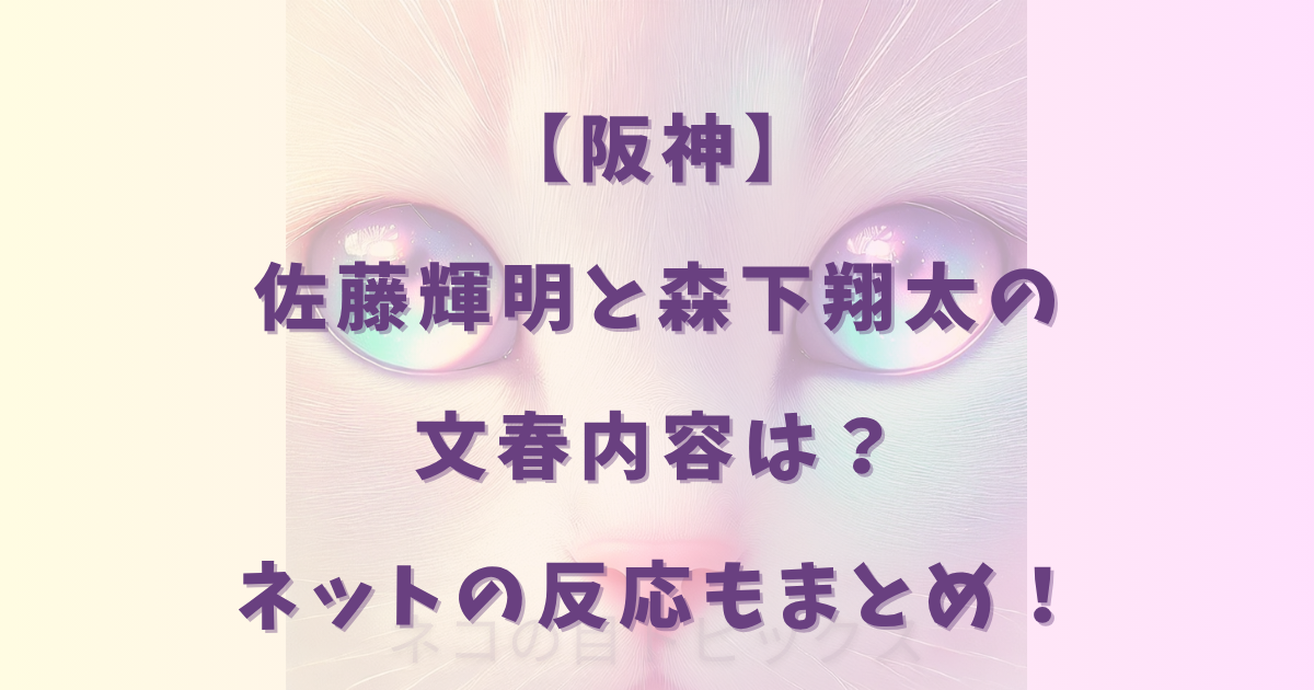 【阪神】佐藤輝明と森下翔太の文春内容は？ネットの反応もまとめ！