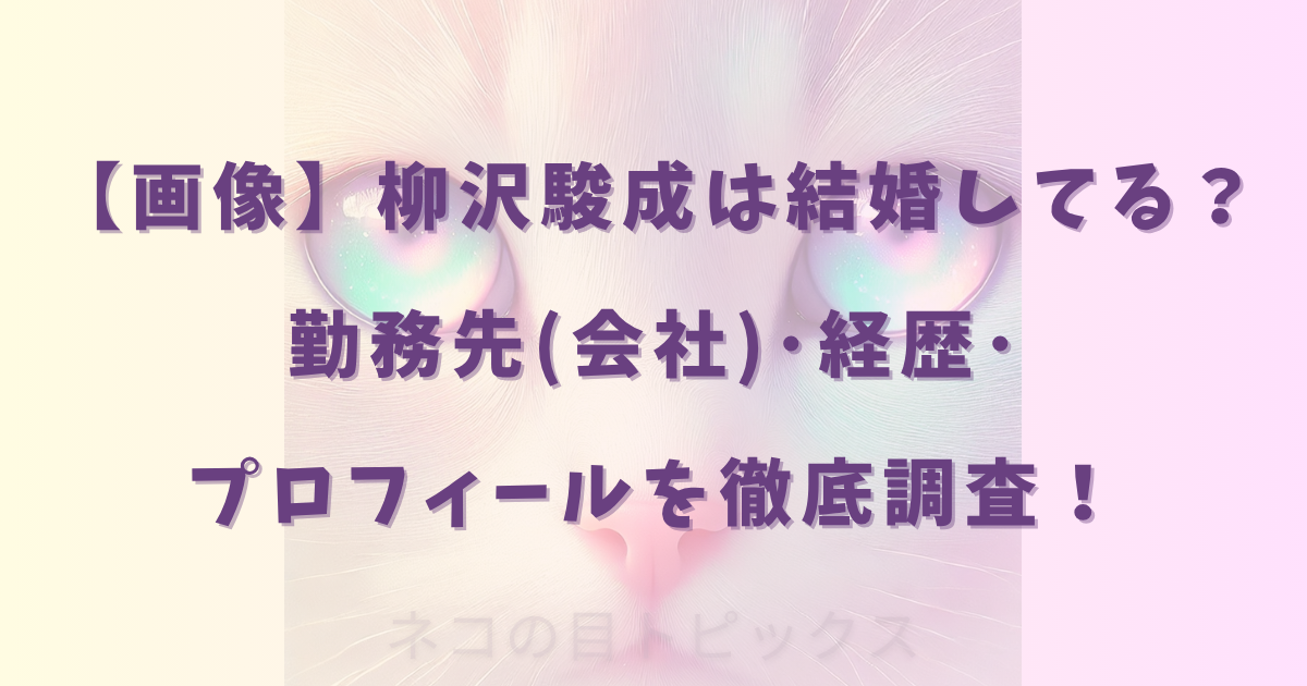【画像】柳沢駿成の結婚してる？勤務先(会社)･経歴･プロフィールを徹底調査！