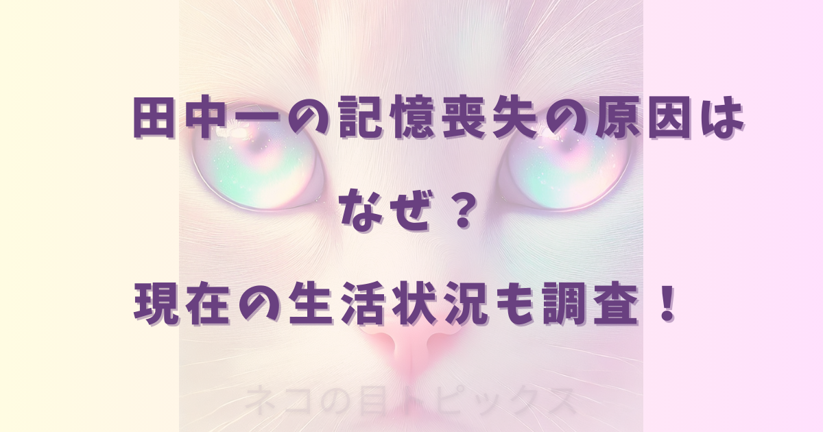 田中一の記憶喪失の原因はなぜ？現在の生活状況も調査！