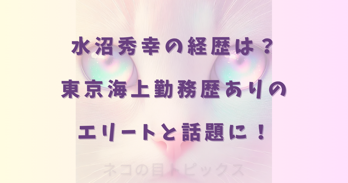 水沼秀幸の経歴は？東京海上勤務歴ありのエリートと話題に！
