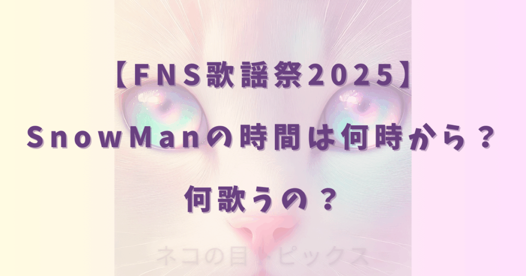 【FNS歌謡祭2025】SnowManの時間は何時から？何歌うの？