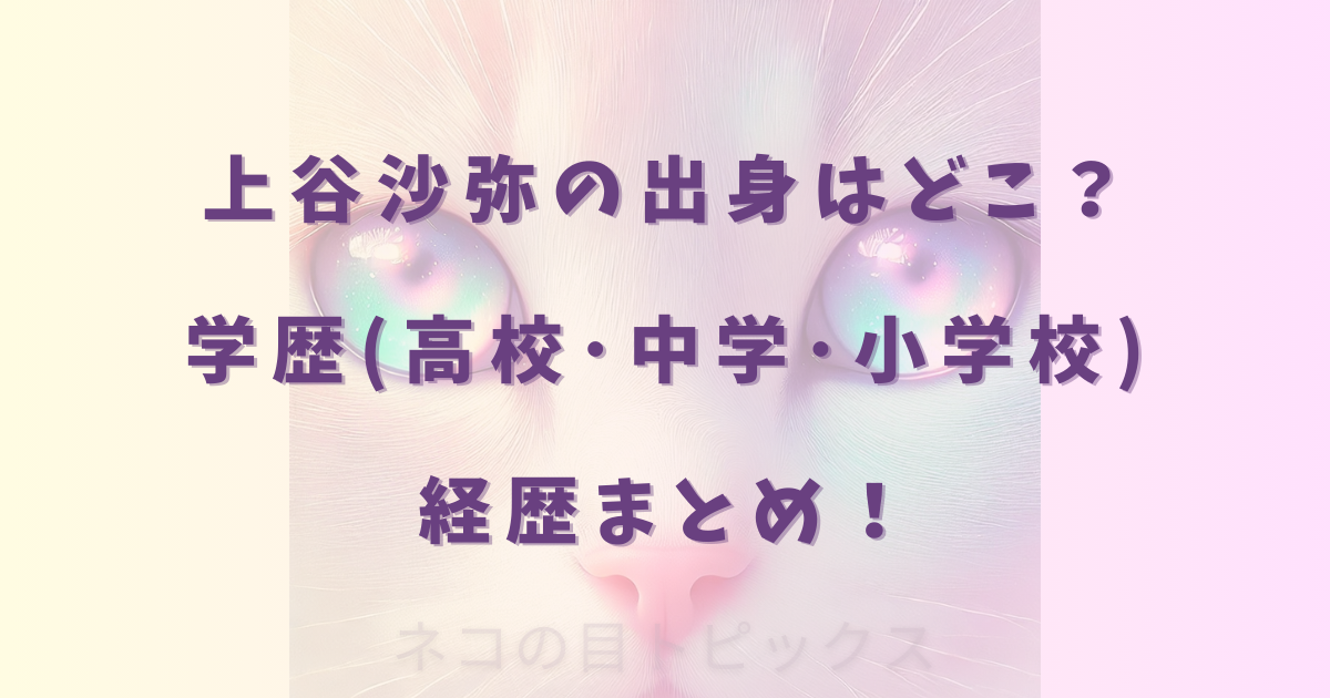 上谷沙弥の出身はどこ？学歴(高校･中学･小学校)経歴まとめ！