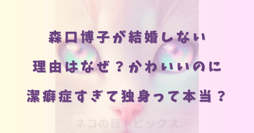 森口博子が結婚しない理由はなぜ?かわいいのに潔癖症すぎて独身って本当?