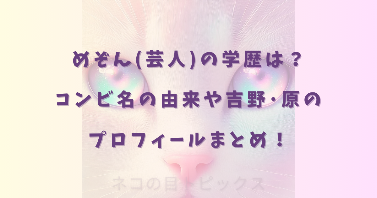 めぞん(芸人)の学歴は？コンビ名の由来や吉野･原のプロフィールまとめ！