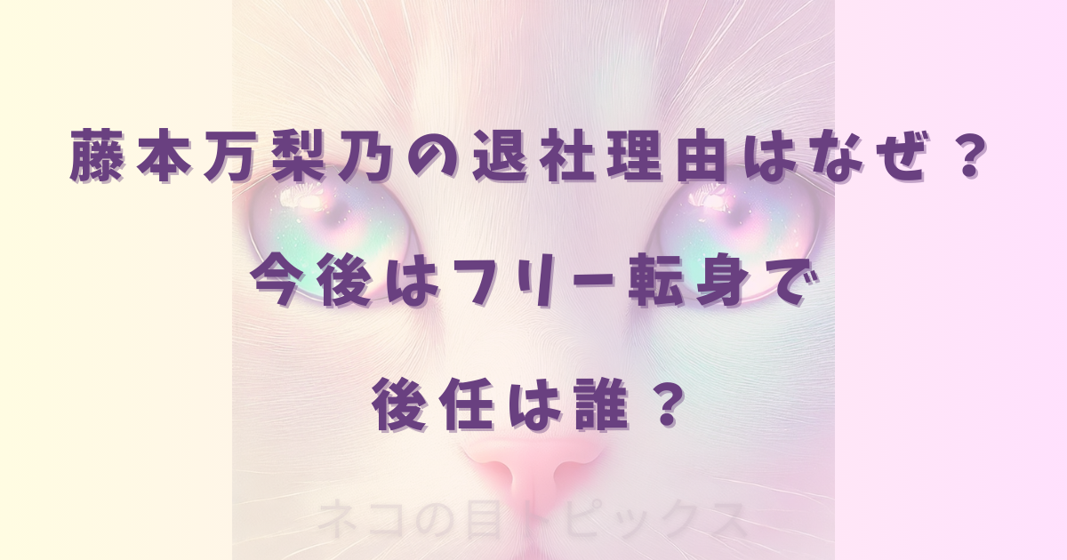 藤本万梨乃の退社理由はなぜ?今後はフリー転身で後任は誰?