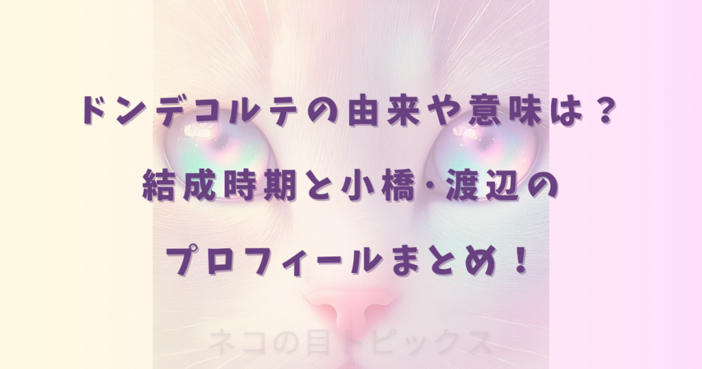 ドンデコルテの由来や意味は？結成時期と小橋･渡辺のプロフィールまとめ！