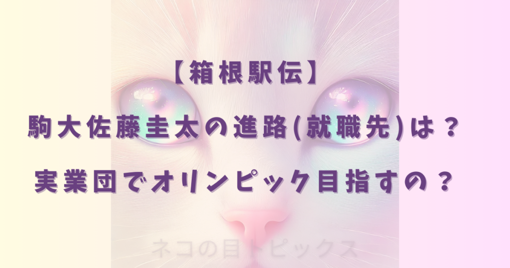 駒大佐藤圭太の進路(就職先)は？実業団でオリンピック目指すの？
