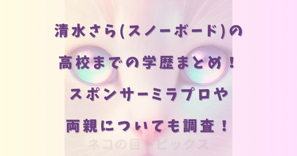 清水さら(スノーボード)の高校までの学歴まとめ!スポンサーミラプロや両親についても調査!