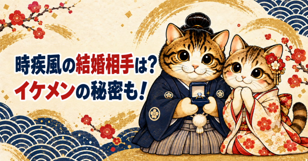 和風のネコの夫婦 時疾風の結婚相手
